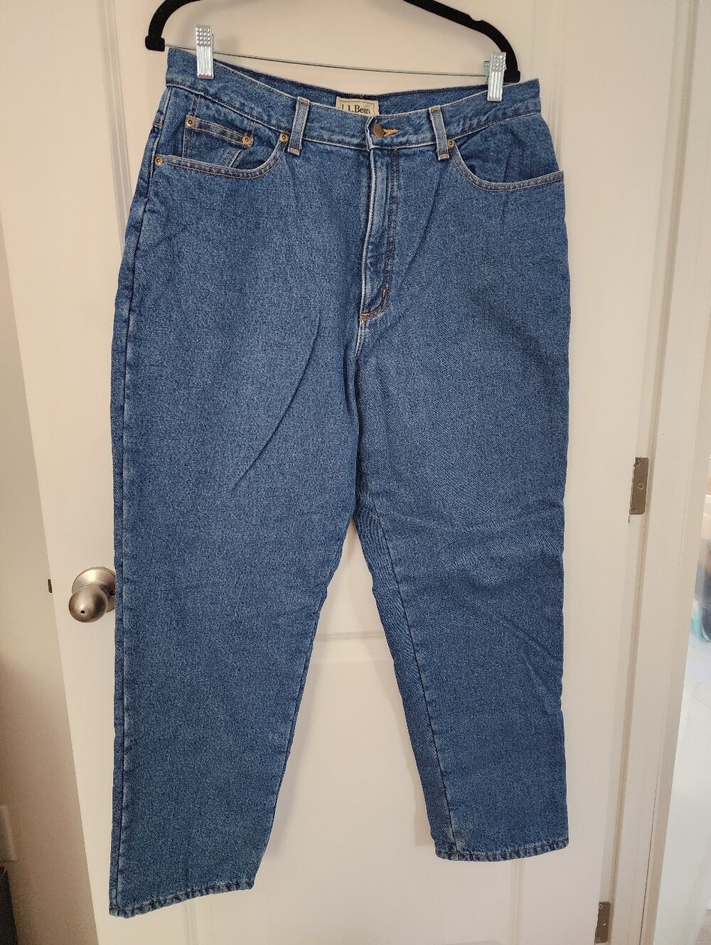 LL Bean High-Waist Blue Denim Polartec Lined Jeans Size 16.